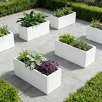 Metal Rectangular Planter Galvanized Steel Rectangle Planter White Planters Box - Image 8