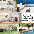 Metal Indoor Outdoor Side Table, Weather Resistant Patio Accent Table Plant - Image 7