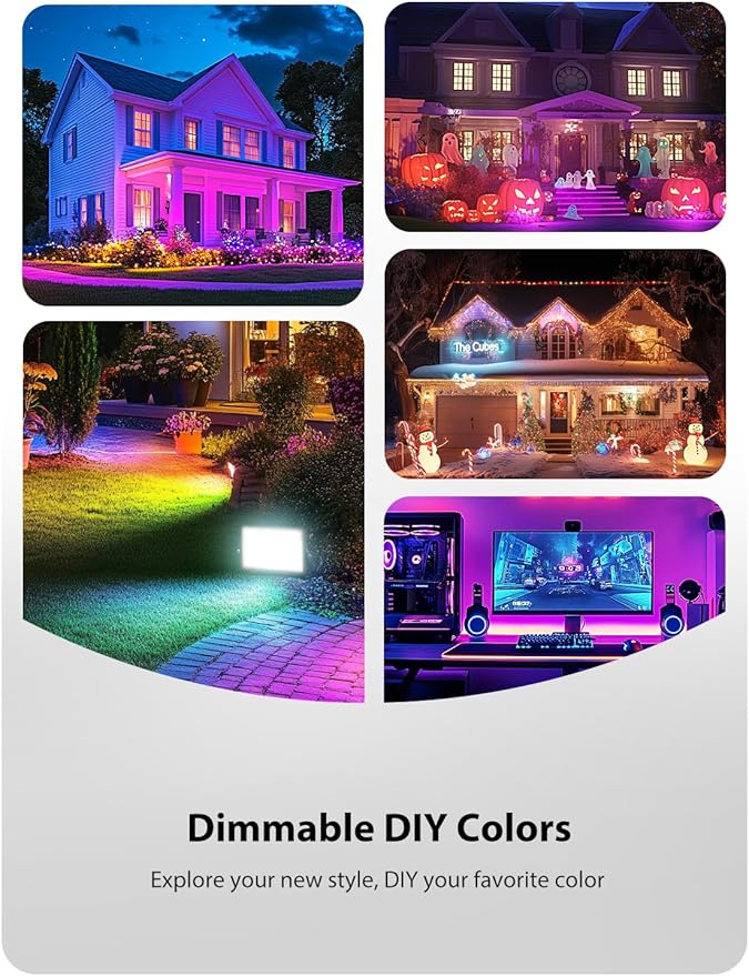 Onforu LED Flood Light Outdoor 1000W Equivalent, 150W Color Changing RGBW - Image 4