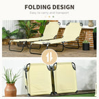 Outsunny 2 Piece Folding Chaise Lounge Pool Chairs, Outdoor Sun Tanning Chairs - Image 5