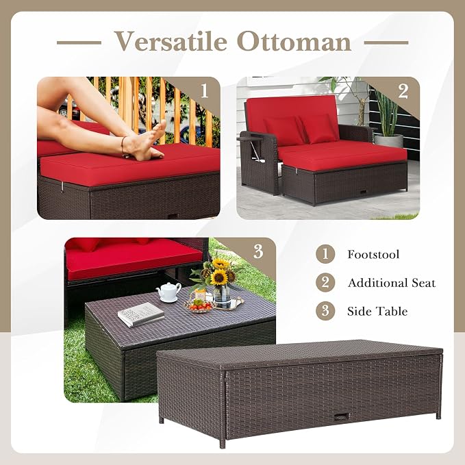 HAPPYGRILL Patio Rattan Wicker Daybed - Image 6