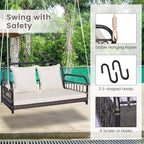 Tangkula Outdoor Wicker Porch Swing, 2-Person Hanging Seat - Image 7