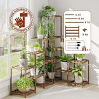 Bamworld Plant Stand Indoor Corner Plant Shelf Outdoor Flower Shelves Wooden - Image 4