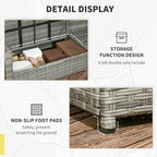 Outsunny 7 Piece Rattan Outdoor Patio Furniture Set, L-Shaped Sectional Sofa - Image 6