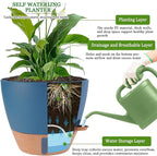12/10/8 inch Plant Pots, Large Plastic Self Watering Planters - Image 4