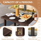 Devoko Home Acacia Wood Dining Table 6-Person Indoor Outdoor Table - Image 6