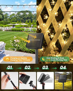 Brightown 2 Pack Total 52FT 120 LED Solar String Lights Flower Outdoor - Image 5