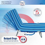 Rio Beach Portable Lay Flat Folding Backpack Beach Lounge Chair - Image 4