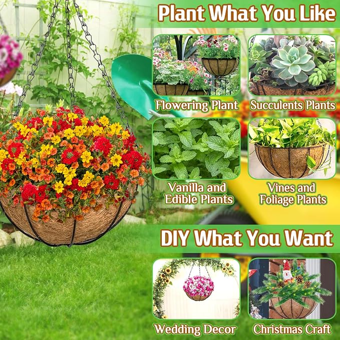 ZeeDix 6 Pack 10 Inch Metal Round Hanging Planter Basket - Image 4