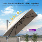 PURPLE LEAF Patio Umbrella 9' X 9' Rectangle Cantilever Umbrella Large Aluminum - Image 6