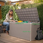 120 Gallon Waterproof Outdoor Storage Box, Resin Deck Box, Lockable Outside - Image 2