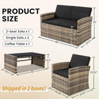 4-Piece Patio Furniture Set, Wicker Outdoor Rattan Sectional Sofa - Image 6