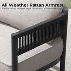 Gand Patio Outdoor 3-Seat Couch Sofa, Wicker Conversation Set - Image 4