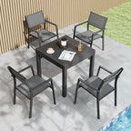 5 Pieces Outdoor Dining Set, Never-Rust Aluminum Expandable Patio Dining Table by SeeHill