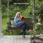 VINGLI Upgraded Patio Wooden Porch Swing - Image 6