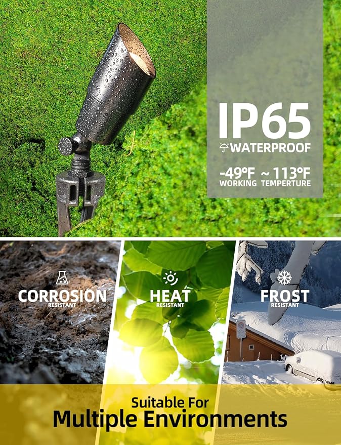 COLOER Brass Low Voltage Landscape Spotlight 12-Pack - Image 5