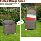 RELAX4LIFE Wicker Outdoor Storage Ottoman, 2-Piece Rattan Footstool w/Removable - Image 6