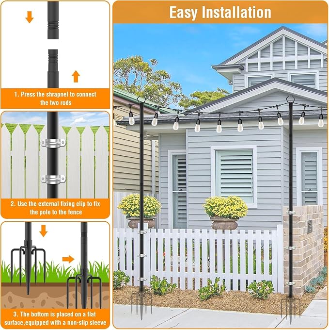 AILBTON 4 Pack 2.8Ft String Light Poles, Light Poles - Image 4