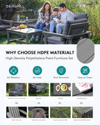 SERWALL HDPE Patio Furniture Set, 7-piece Outdoor Sectional Sofa Set, All - Image 3