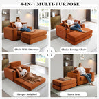 HANXIN 62" Chaise Lounge Chair Indoor, Oversized Corduroy Boneless Convertible - Image 4