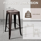 Elevon 30 Inches Metal Bar Stools, High Backless Stools, Indoor Outdoor - Image 3