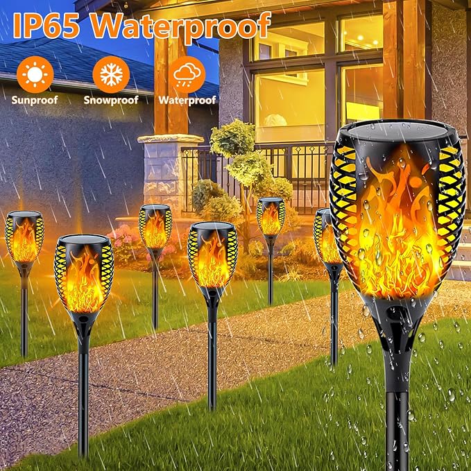 Upgraded 8 Pack Super Larger Size Solar Torch Lights - Image 3