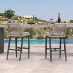 PURPLE LEAF Patio Bar Stool Bar Height Set of 4 Outdoor Rattan Chairs - Image 2