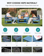 SERWALL 5 Pieces HDPE Outdoor Sofa Set - Image 4