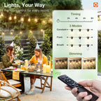 addlon 200FT LED Outdoor String Lights, Remote Dimmable Patio Lights - Image 2
