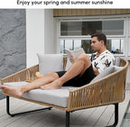 homary Rattan Patio Outdoor Daybed, Rattan Day Bed - Image 6