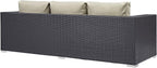 Modway Convene Wicker Rattan Outdoor Patio Sofa in Espresso Beige - Image 5