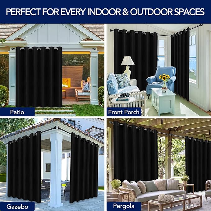 PureFit Outdoor Curtains for Patio Waterproof Weatherproof, UV Resistant - Image 5