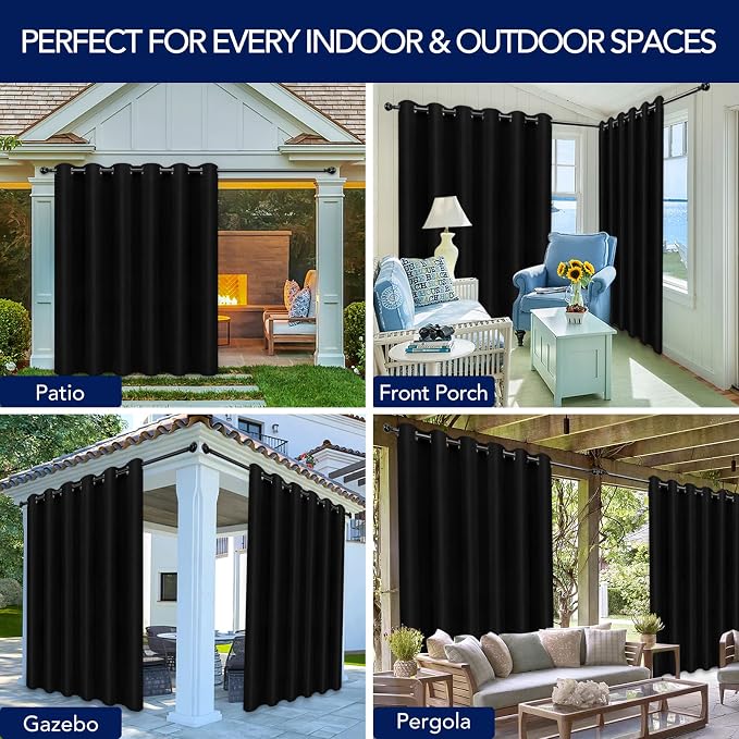 PureFit Outdoor Curtains for Patio Waterproof Weatherproof, UV and Fade - Image 5
