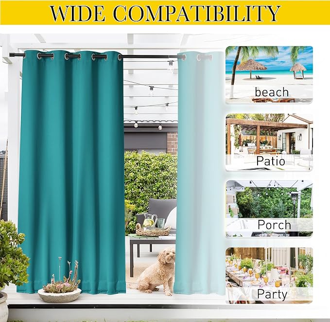 NICETOWN 2 Panels Weighted Blackout Outdoor Curtains - Image 8