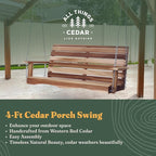 All Things Cedar Wooden Porch Swing, Outdoor Patio Furniture, 4 Foot - Image 2