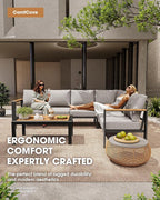 Aluminum Outdoor Patio Furniture Loveseat, All Weather Patio Conversation Sets - Image 2