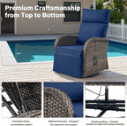 Belord Dual-Adjust Swivel Outdoor Recliner Chair Set of 3 - Image 6