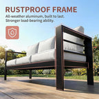 Kiss the Water Outdoor Couch Aluminum Patio Furniture Sofa, 3 Seat All-Weather - Image 3