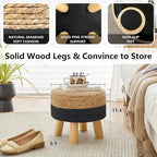 Round Ottoman Natural Seagrass Footstool, Foot Stool - Image 5