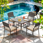 Pamapic Outdoor 5-Piece Patio Dining Set, Weather Resistant PE Rattan Table and - Image 2