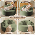 Oversized Round Chair Lounge Chaise Indoor, Upholstered Corduroy Deep Seat - Image 9