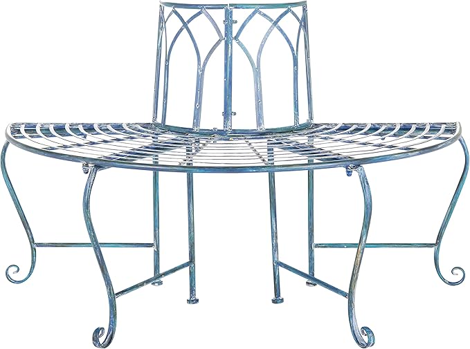 SAFAVIEH Outdoor Furniture Collection – Abia Antique Blue Distressed Wrought by SAFAVIEH