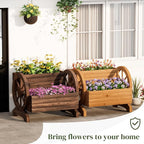 Wooden Wagon Planter Flower Cart - Image 6