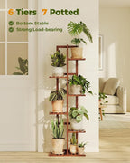 Bamworld Bamboo Plant Stand Indoor 6 Tiered Plant Shelf Outdoor Corner Plant - Image 3