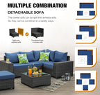 6 Pieces Patio Furniture Set All-Weather Outdoor Wicker Sectional Conversation - Image 7
