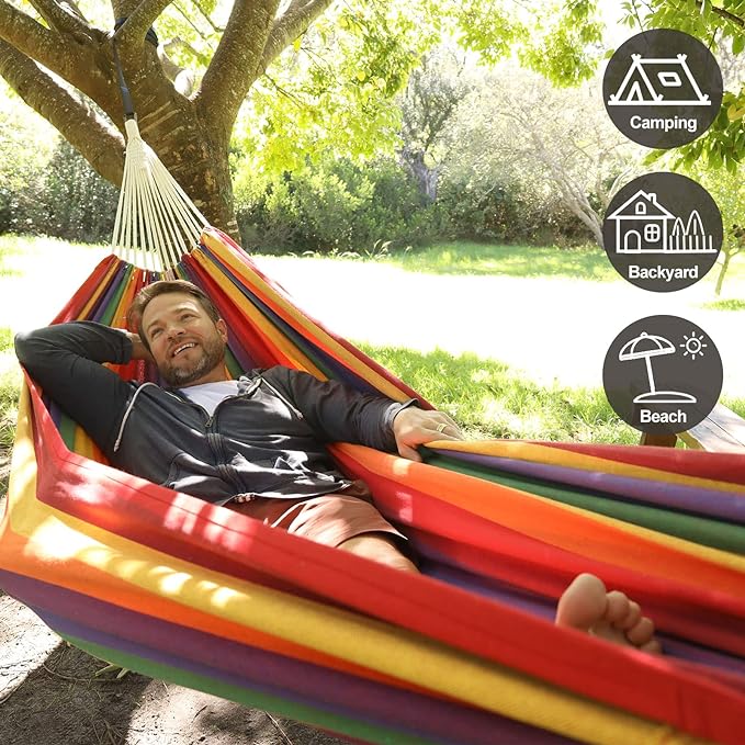 Brazilian Double Hammock with Tree Straps, Extra Large 94x63IN, 2 Persons - Image 5