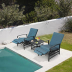 Oakcloud Adjustable Outdoor Lounge Chair Metal Patio Relaxing Recliner Chair Set - Image 6