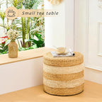 Handwoven Ottoman Pouf, Natural Water Hyacinth Footstool, Round Braided Outdoor - Image 4