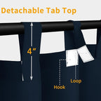 Easy-Going Outdoor Patio Curtains Detachable Tab Top Windproof Weatherproof - Image 2