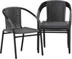 EMMA + OLIVER Set of 4 Modern Rattan Indoor/Outdoor Stack Chairs, Stacking - Image 3